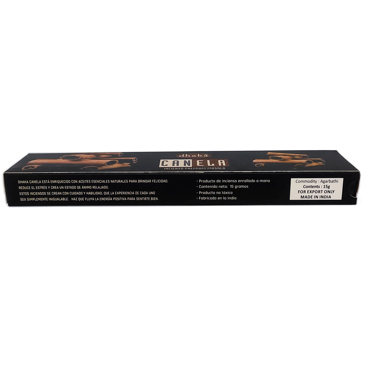 Caja de incienso Dhaka aroma canela con varillas artesanales hechas en la India.