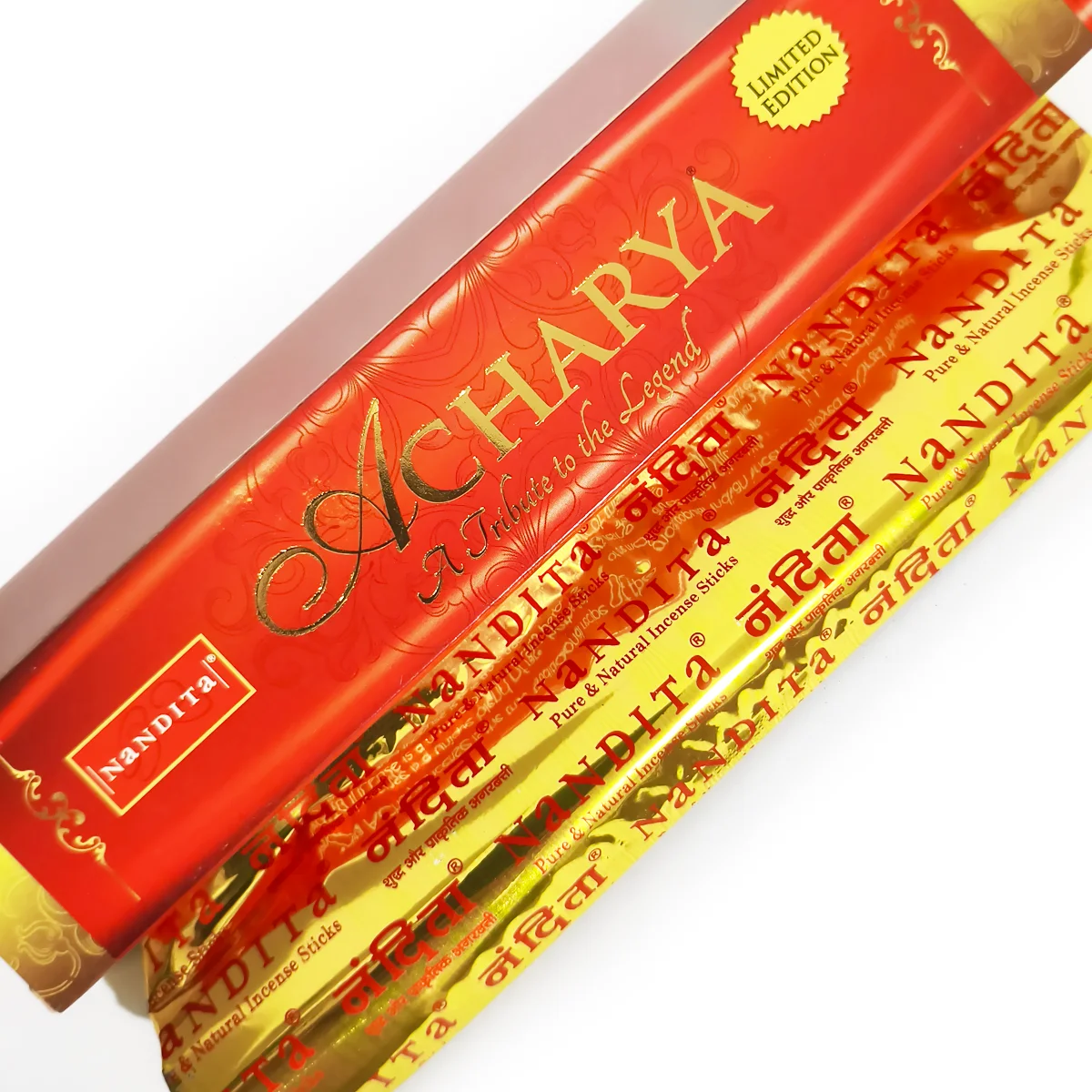 Caja de incienso Acharya marca Nandita aroma espiritual hindú