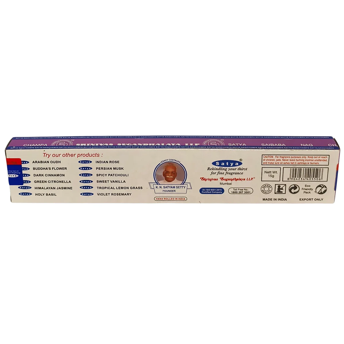 Empaque original de incienso Satya lavanda importado de la India con sellos holográficos.