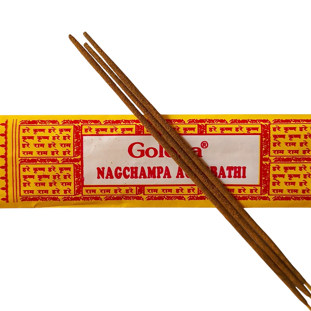 Paquete de 16 gramos de incienso Nag Champa Goloka para comprar online.
