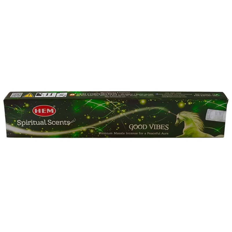 Caja de incienso Buenas Vibras HEM con varillas aromáticas.