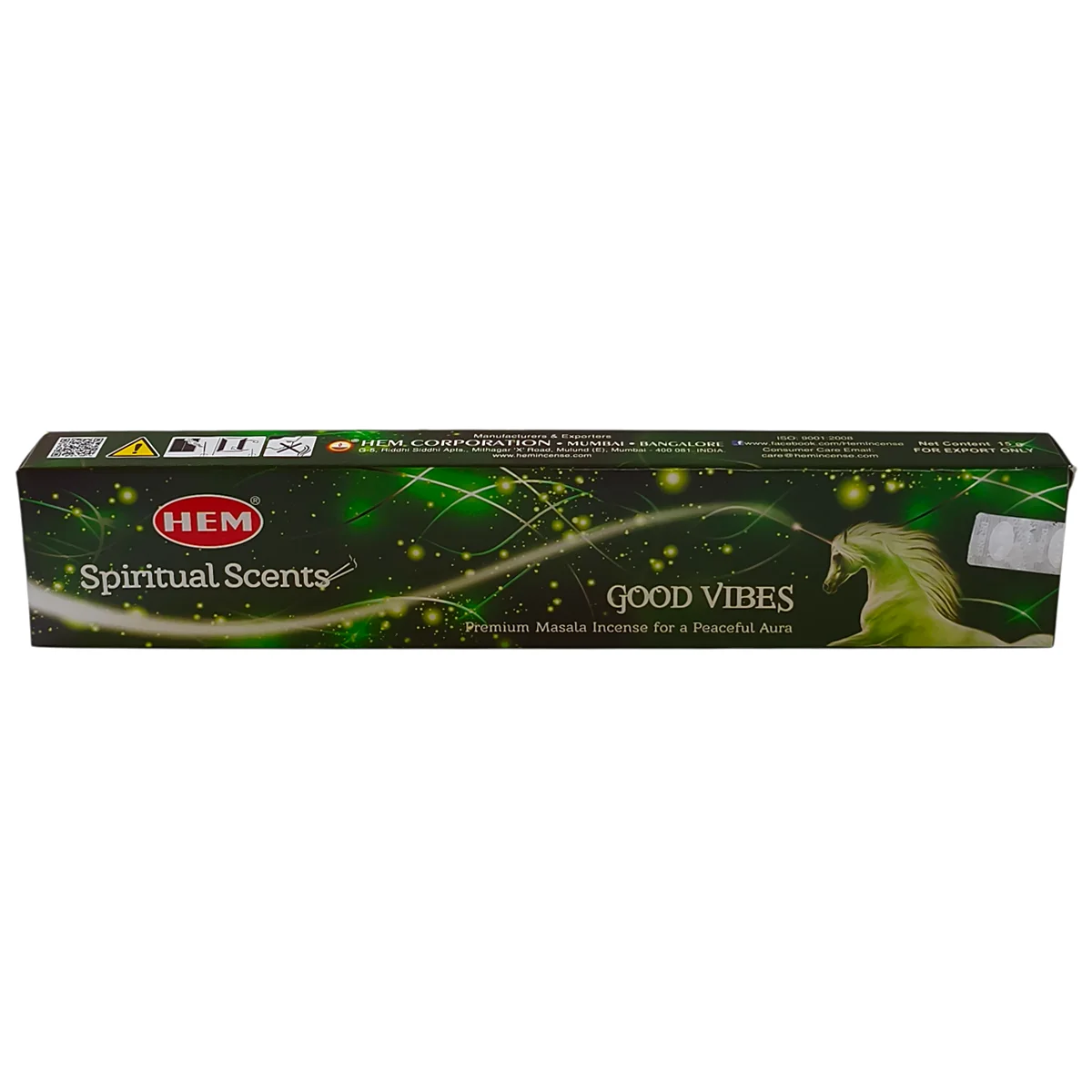 Caja de incienso Buenas Vibras HEM con varillas aromáticas.