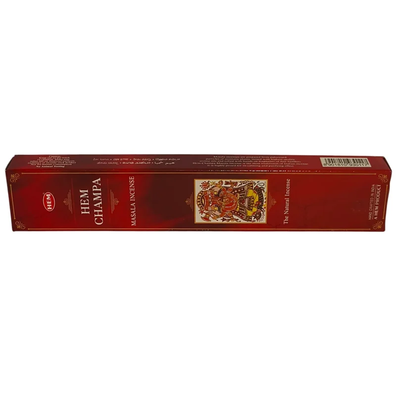 Caja de incienso HEM Champa tradicional con varitas aromáticas para meditación.