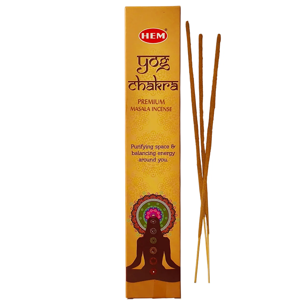 Varitas de incienso Yoga Chakra HEM para meditar y alinear los centros de energía.