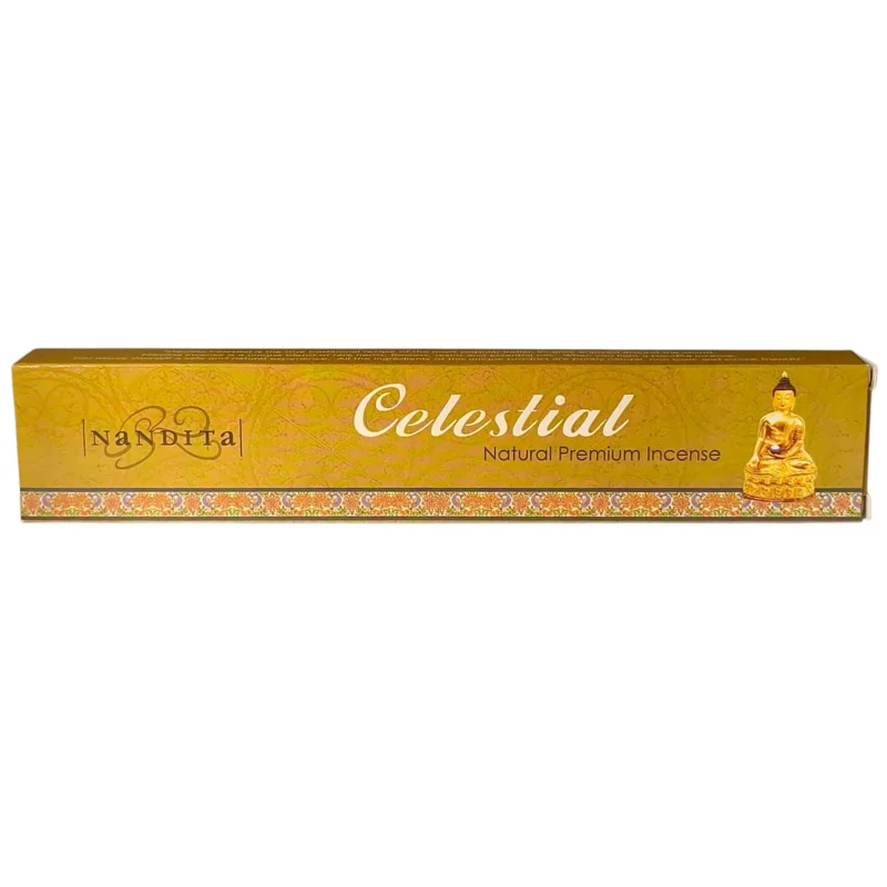 Caja de incienso Nandita Celestial de 15 gramos, incienso espiritual para la limpieza energética del hogar.