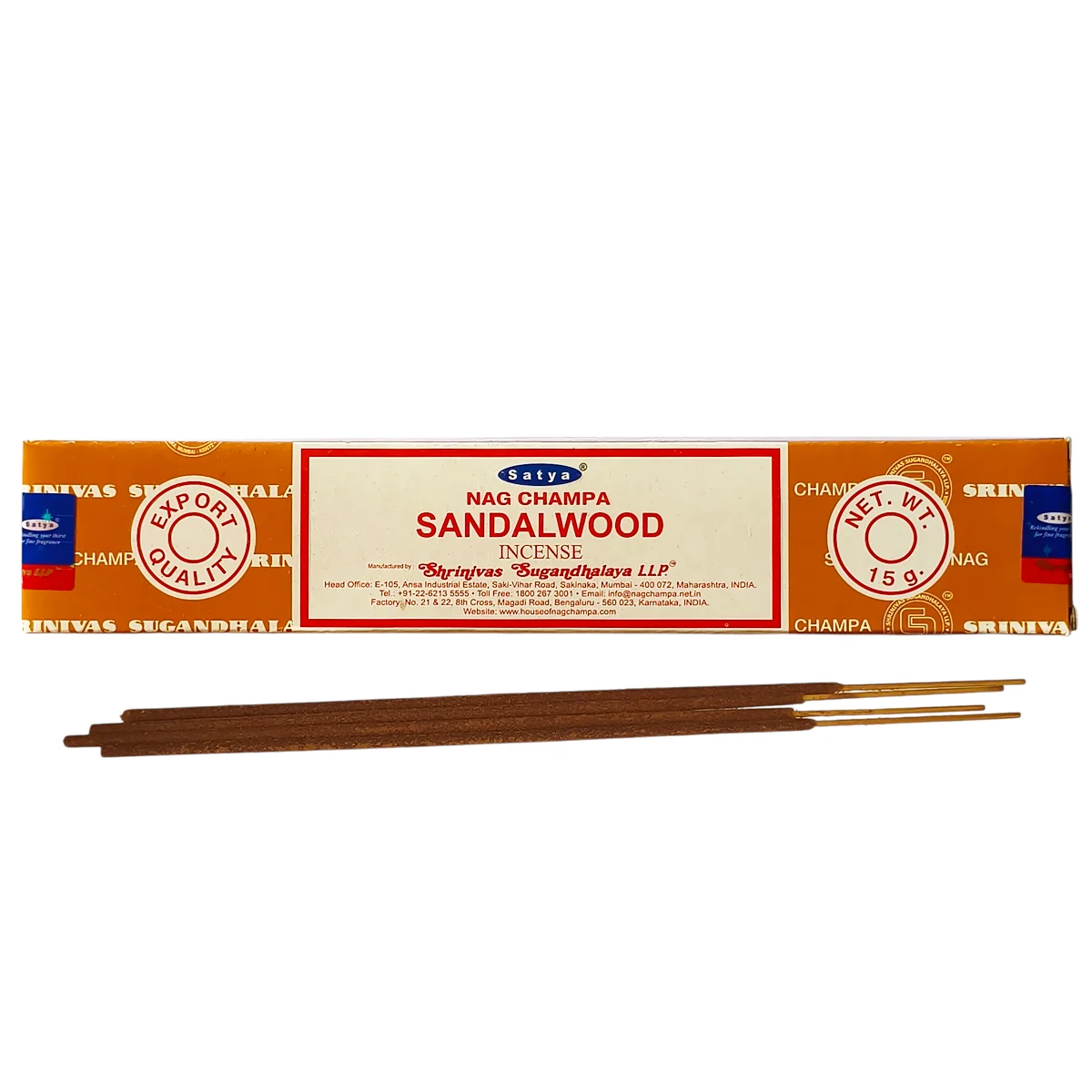 Varitas de incienso relajante aroma sándalo marca Satya para meditación.