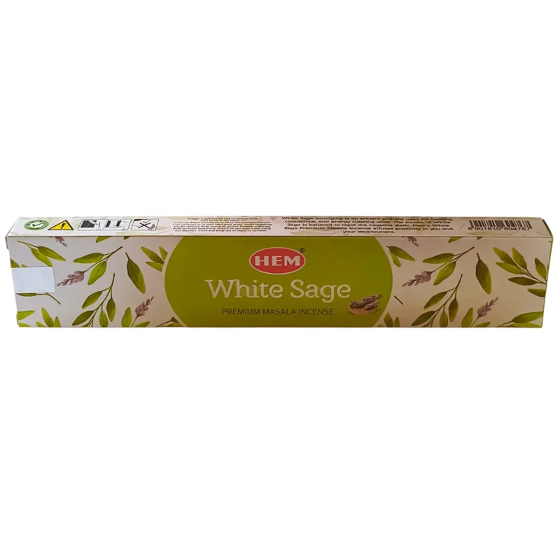 Caja de incienso salvia blanca HEM con varillas aromáticas purificadoras.