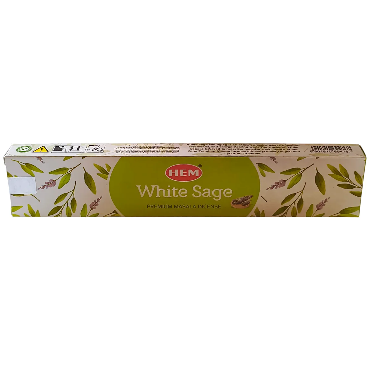 Caja de incienso salvia blanca HEM con varillas aromáticas purificadoras.