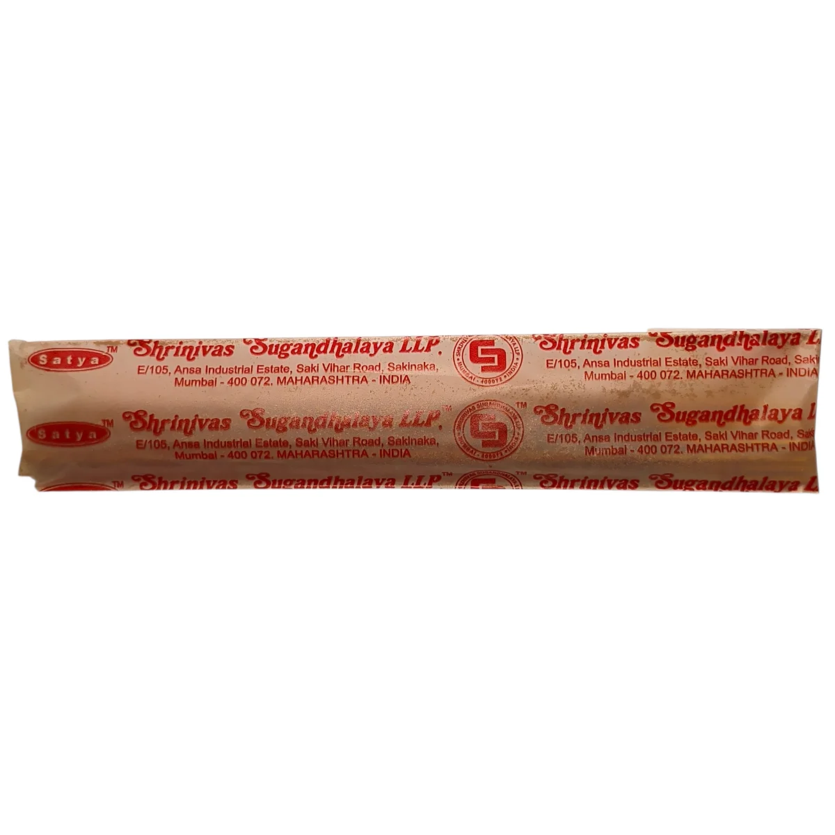 Sobre de varitas de incienso Satya aroma Palo Santo listo para abrir.