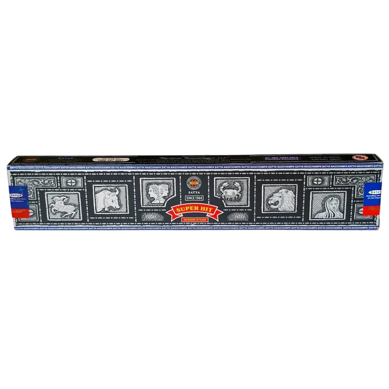 Caja de incienso Satya Super Hit original de 15 gramos.
