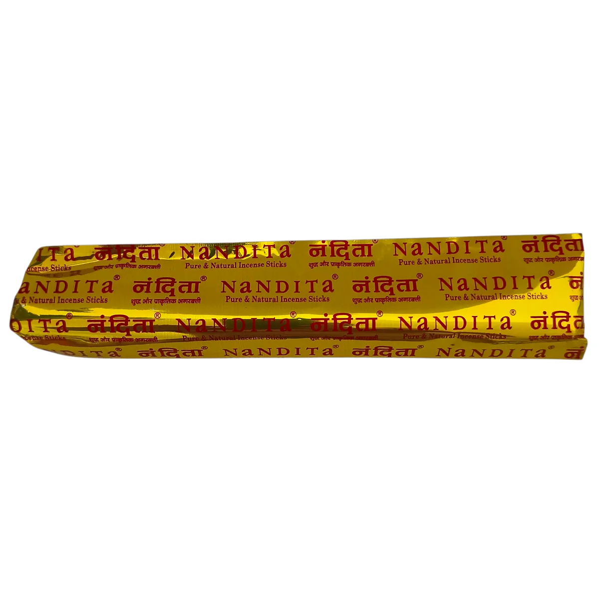 Empaque y paquete interior sellado del Incienso Acharya Nandita para conservar la frescura y pureza de las varillas de incienso natural.